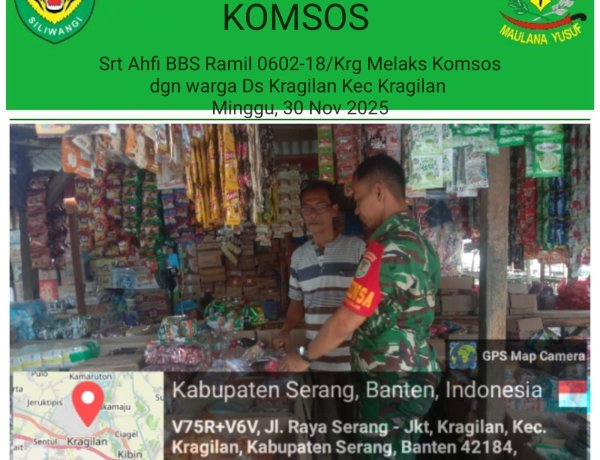 Babinsa Koramil 0602-18/Kragilan Kodim 0602/Serang Mengecek Langsung Harga Kebutuhan Pokok 