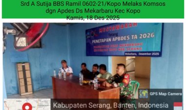 Babinsa Koramil 0692-21/Kopo Kodim 0602/Serang Perkuat Keamanan Desa Melalui Komsos