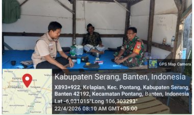 Babinsa Koramil 0602-10/Pontang Kodim 0602/Pantau Kondisi Wilayah Lewat Komsos